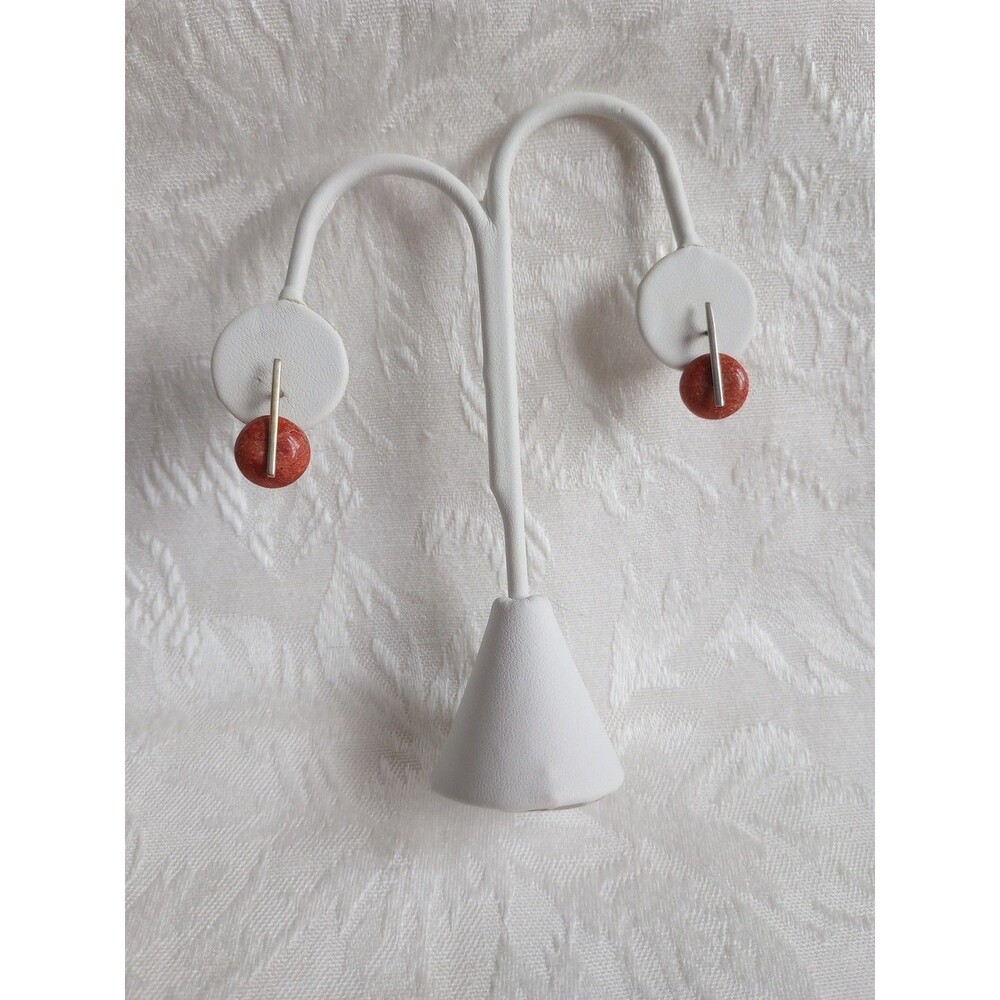 Artisan Southwestern Sterling Red Coral Donut Wheel Minimalist Earring Post